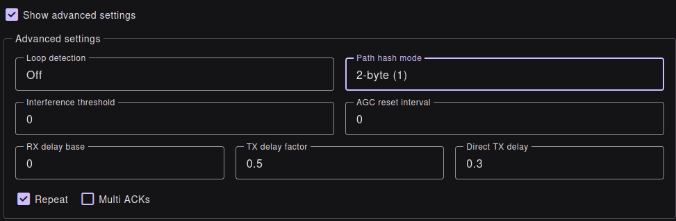 Repeater Advanced Config
