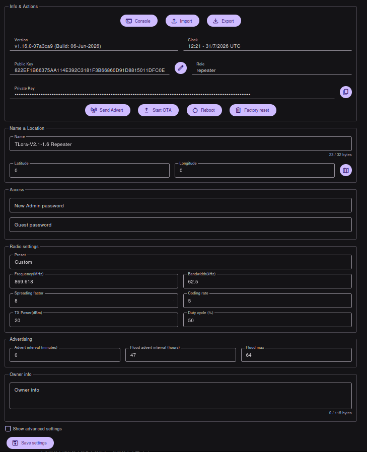 Repeater Config